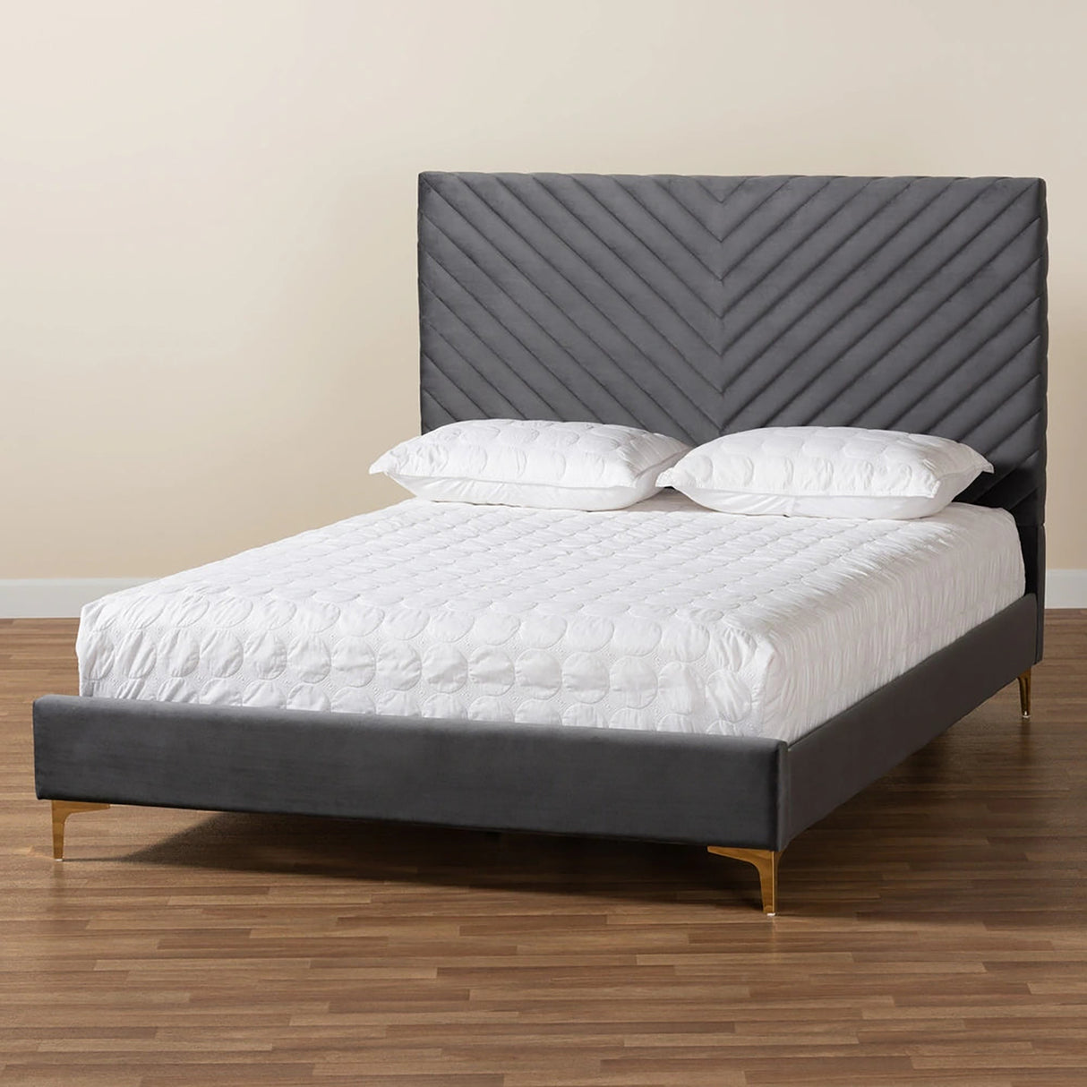 Delight Upholstered Bed in grey Colour Without Box Storage