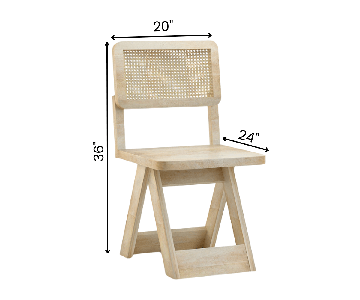 Felvian Solid Wood Cane Chair Set of 2