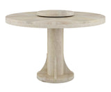 Fexoria 6 Seater Round Dining Table, Front View.Fexoria 6 Seater Round Dining Table with Lazy Susan, Prime White.