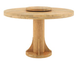 Fexoria 6 Seater Round Dining Table, Front View.Fexoria 6 Seater Round Dining Table with Lazy Susan, Natural Finish.