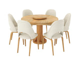 Fexoria Round Dining Table and Chairs for 6, Natural Finish.