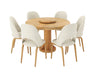 Fexoria Round Dining Table and Chairs for 6, Natural Finish.