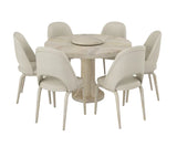 Fexoria Round Dining Table and Chairs for 6, Prime White Finish.