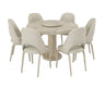 Fexoria Round Dining Table and Chairs for 6, Prime White Finish.
