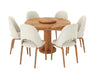 Fexoria Round Dining Table and Chairs for 6, Clay Brown Finish.
