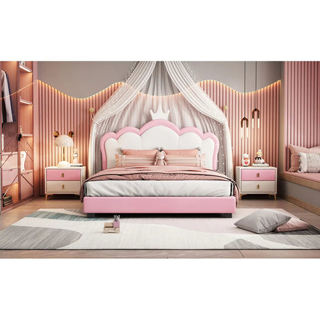 Savvy Upholstered Bed in light pink Colour Without Box Storage