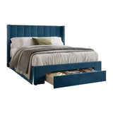 Sequoia Upholstered Bed in blue Colour With Box Storage