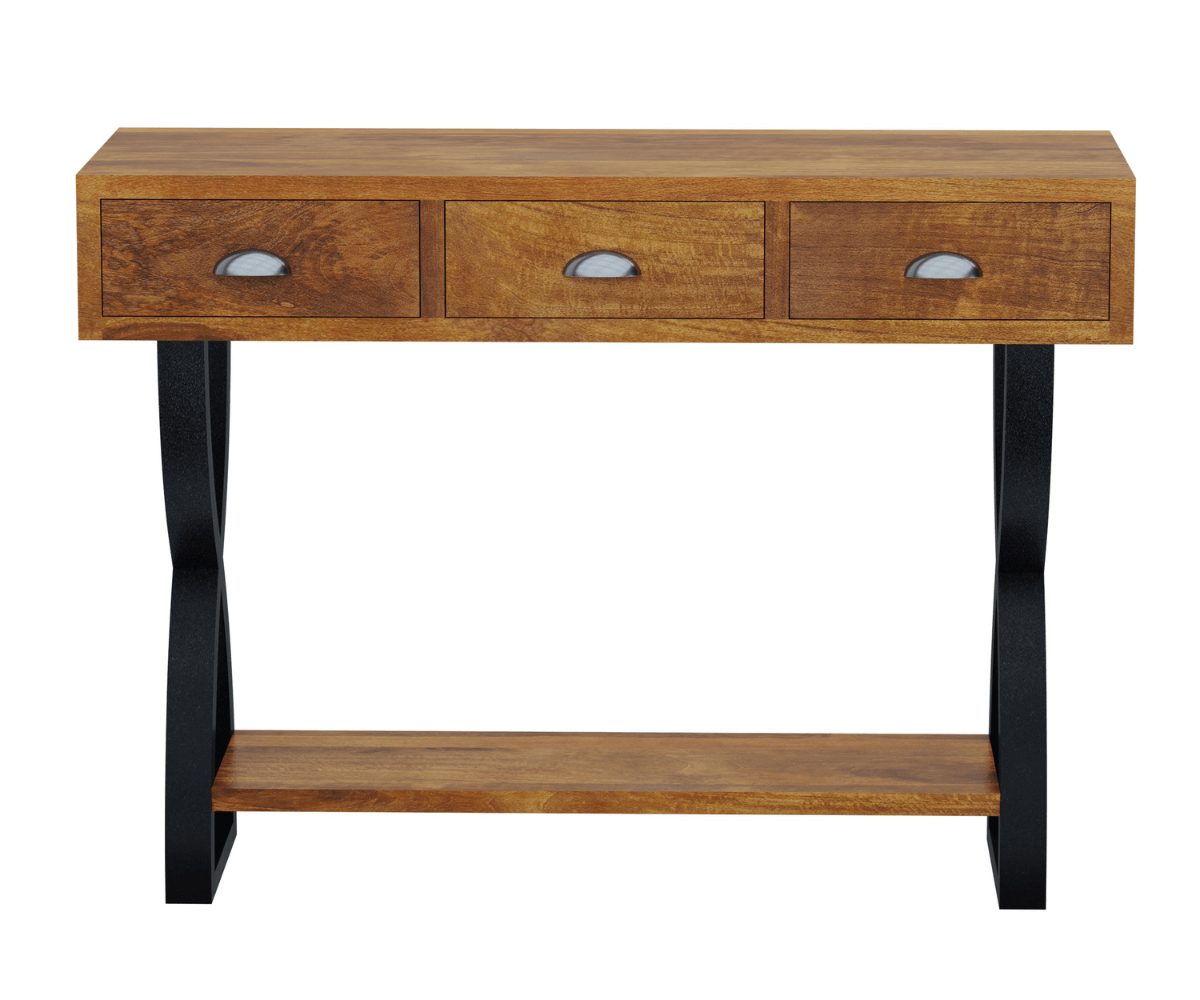 Glimiray Wooden Console Table with Metal Legs | 3 Drawer