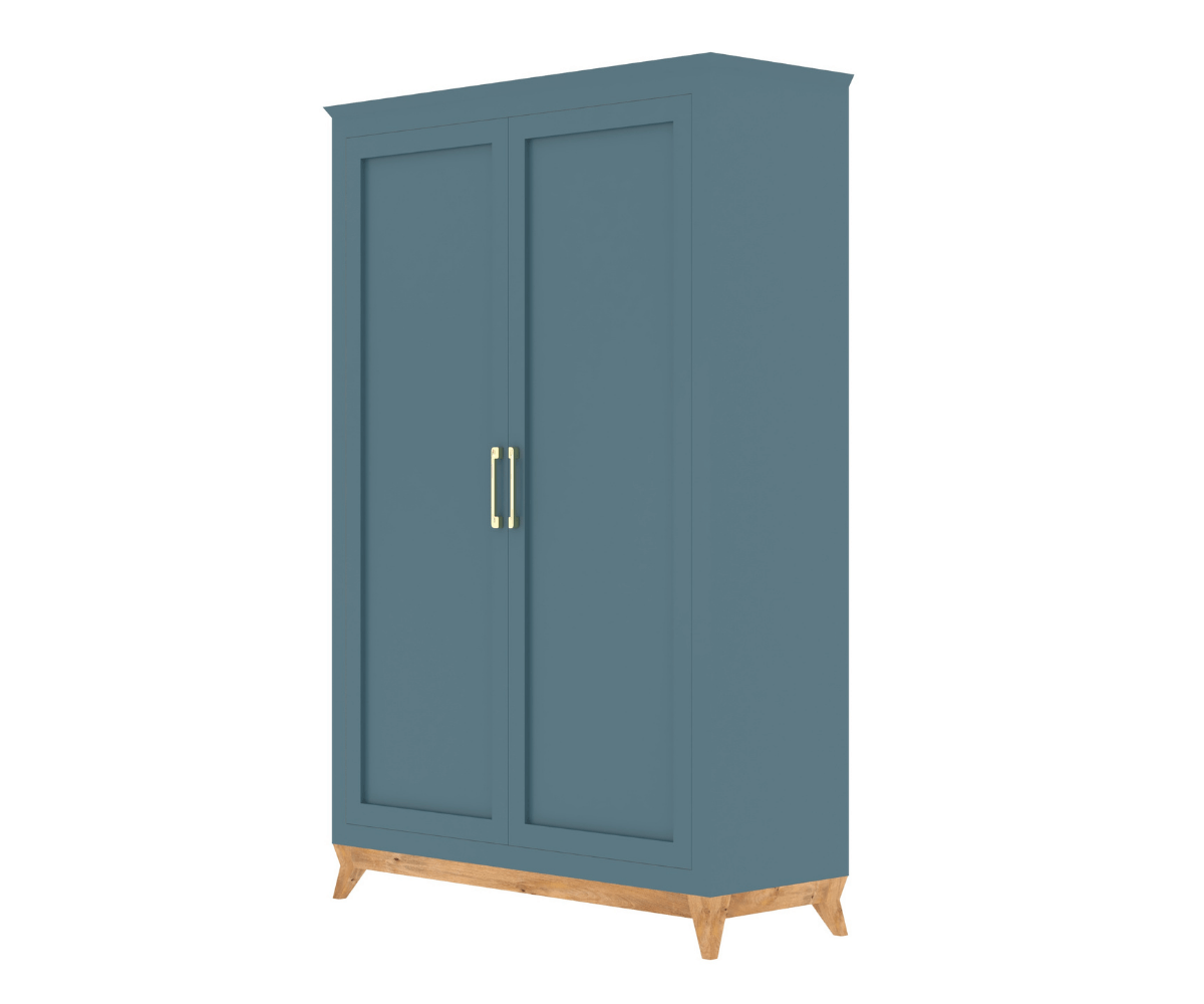 Glissorise Modern 2 Door Wardrobe | Glossy Blue Finish