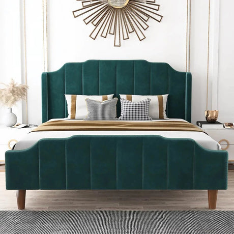 Nexus Upholstered Bed in green Colour Without Box Storage