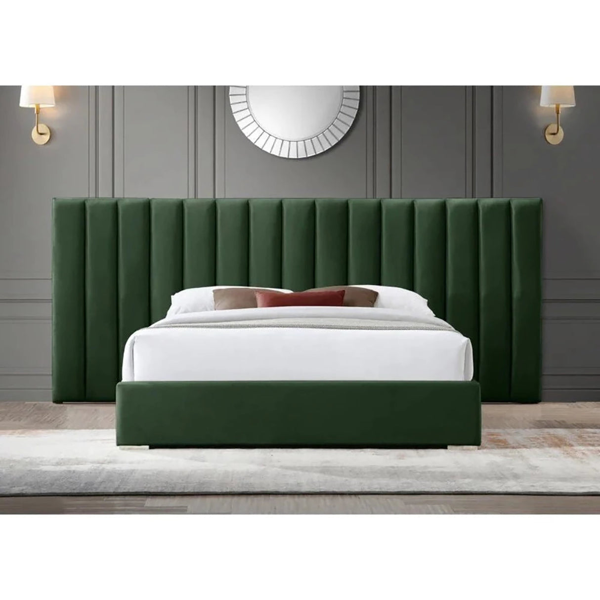 Chateau Upholstered Bed in green Colour With Box Storage