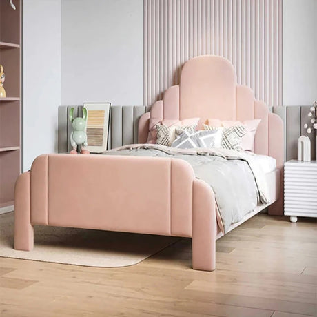 Treasure Upholstered Bed in light pink Colour Without Box Storage