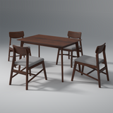 Ducasse Mango Wood Dining Table Set In Walnut With 6 Seating