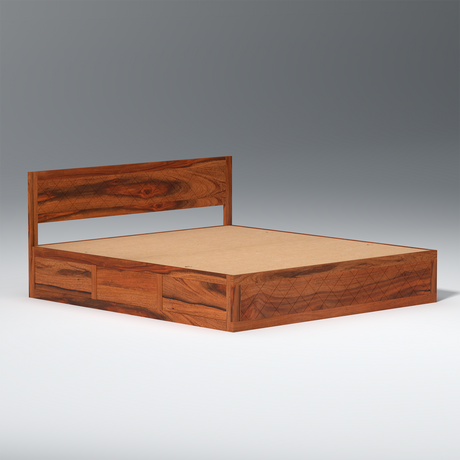 Lofted Sheesham Wood bed with Box Storage in Maharani Color