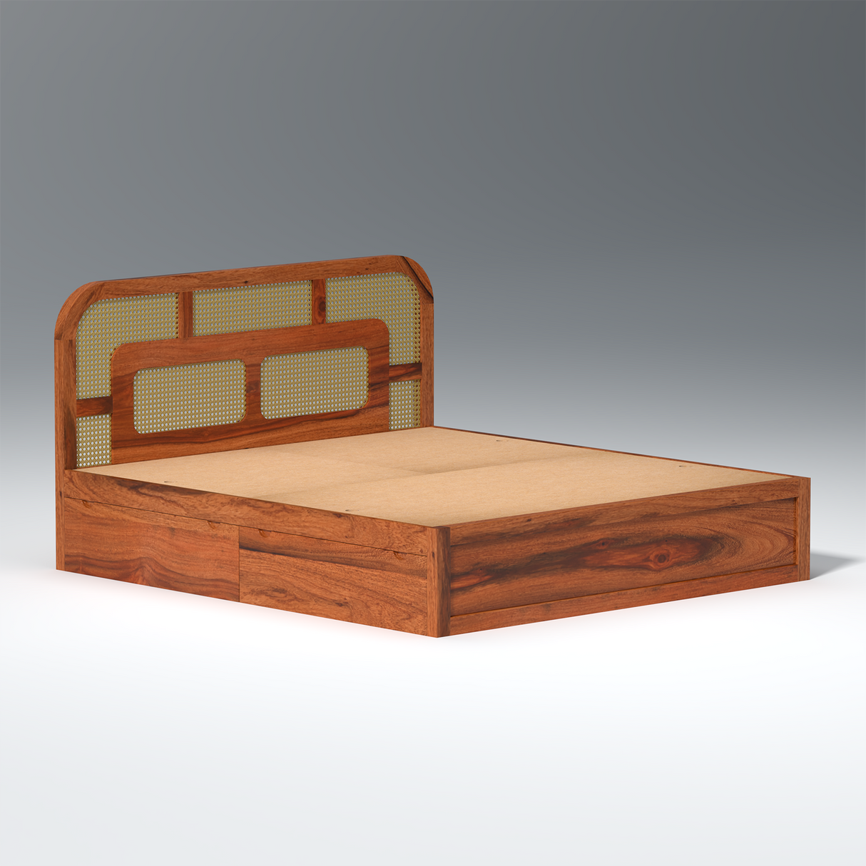 Zenitha Sheesham Wood Bed with Box Storage in Maharani Colour