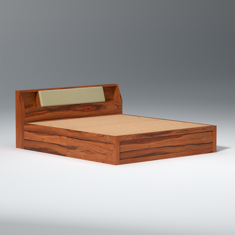 Serene Sheesham Wood bed with Box Storage in Maharani Colour