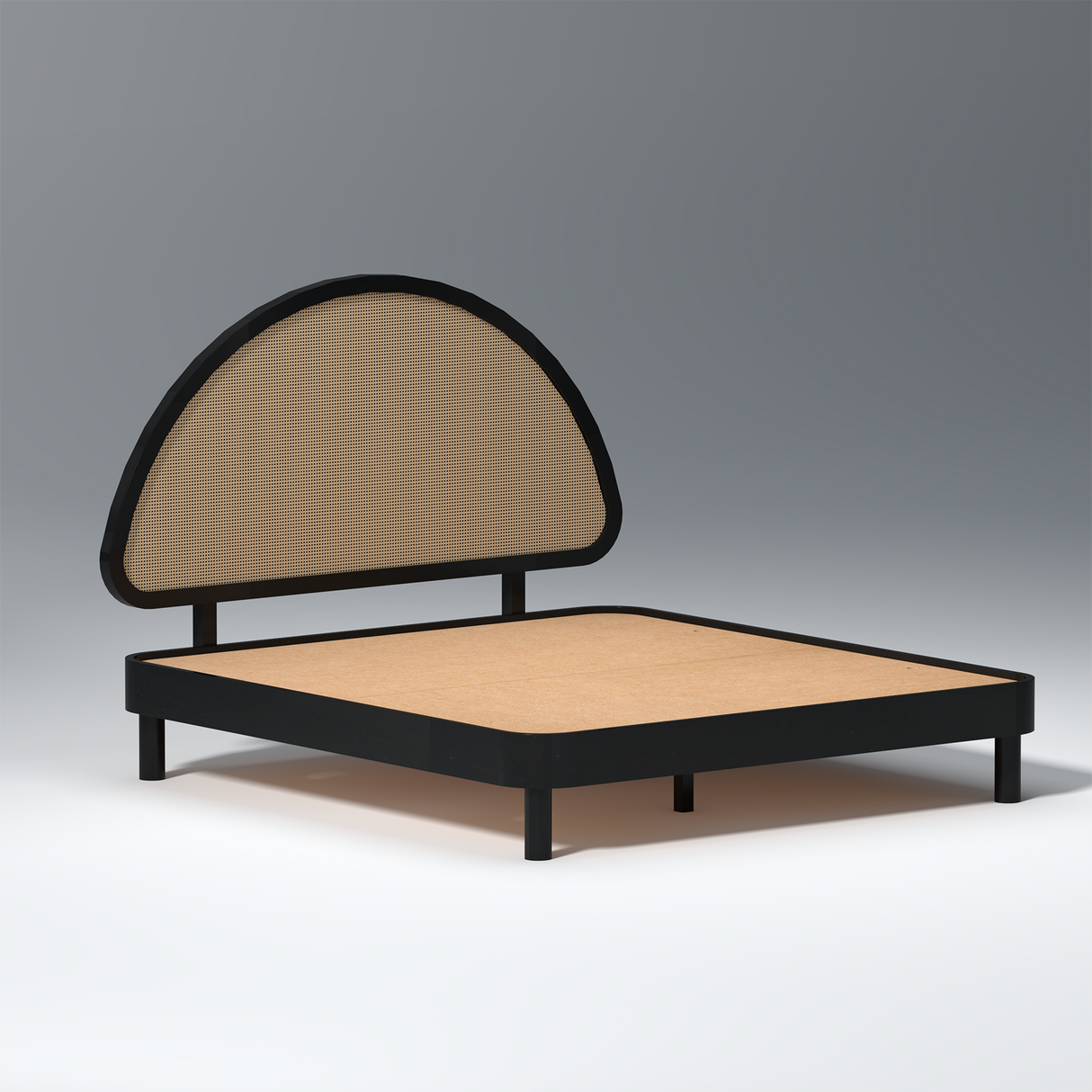 Glide Mango wood Bed Without Box Storage in Black Colour