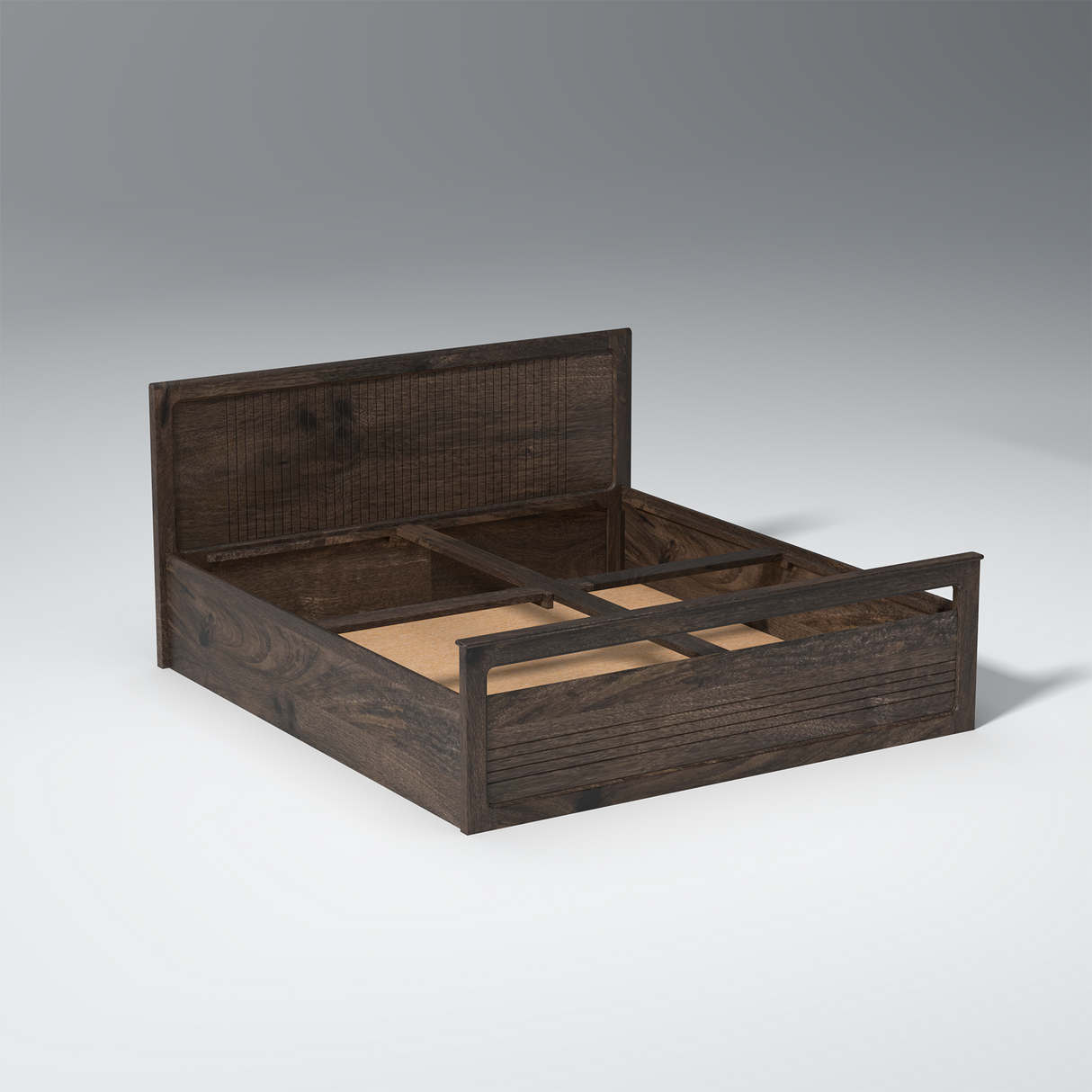 Magama Mango wood King size Bed in Walnut colour With Box Storage