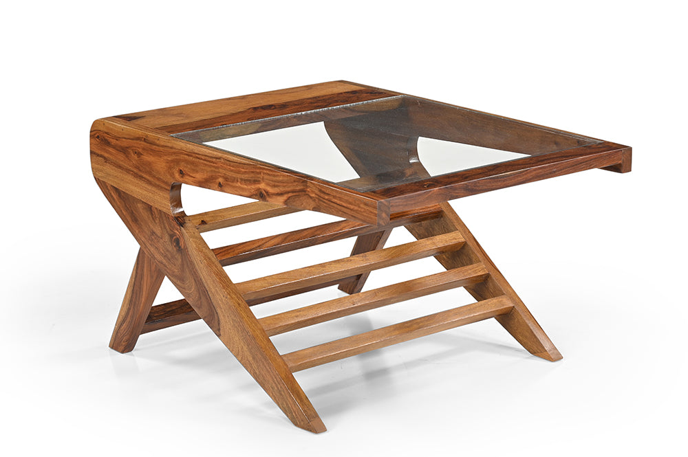 Alexia Sheesham Wood And Glass Coffee Table In Light Honey