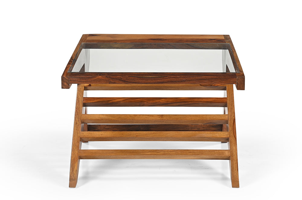 Alexia Sheesham Wood And Glass Coffee Table In Light Honey