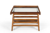 Alexia Sheesham Wood And Glass Coffee Table In Light Honey