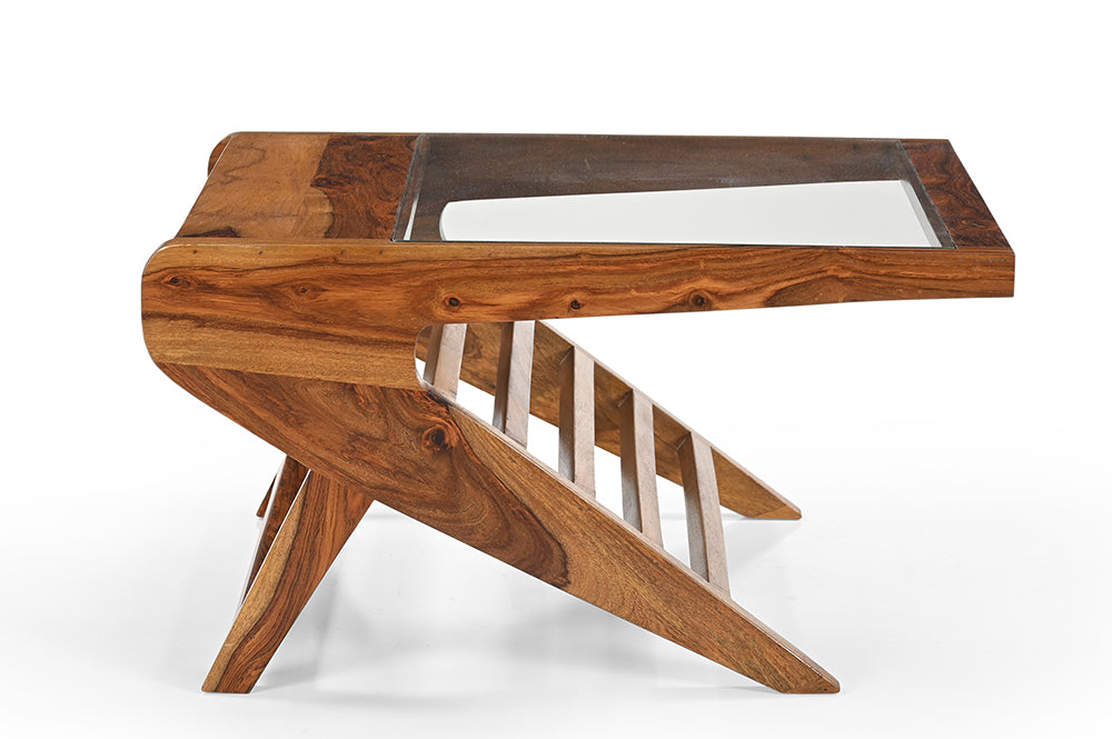 Alexia Sheesham Wood And Glass Coffee Table In Light Honey