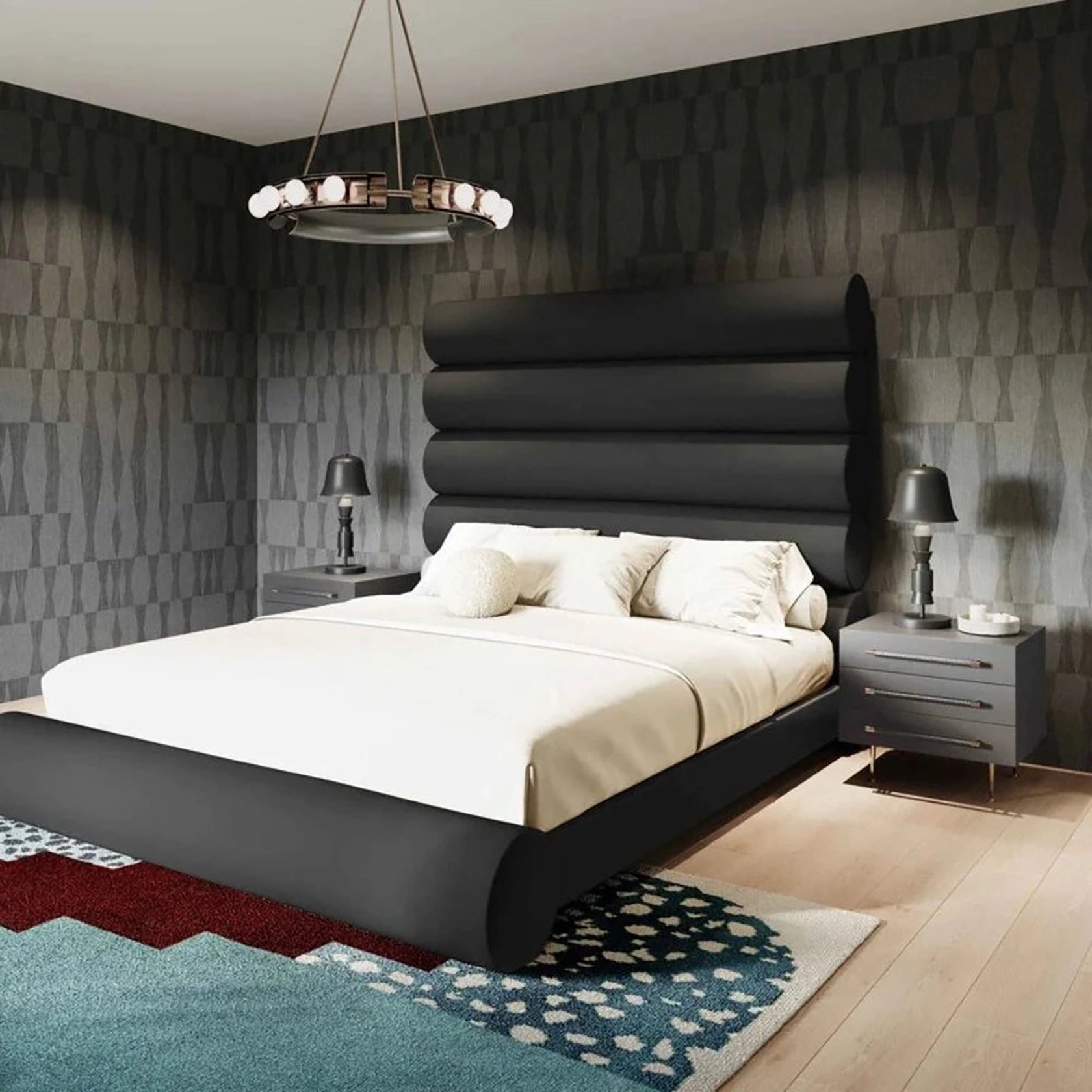 Aspen Upholstered Bed in Black Colour With Box Storage