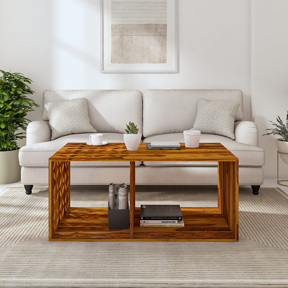 Kapi Sheesham Wood Coffee Table In Light Honey