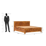 Ember Sheesham Wood Bed in Light Honey Finish With Box Storage