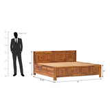 Nostalgic Sheesham Wood Bed in Light Honey Finish With Box Storage