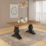 Lice Edge Mango And Acacia Wood 6 Seater Dining Table in Walnut and Black Finish