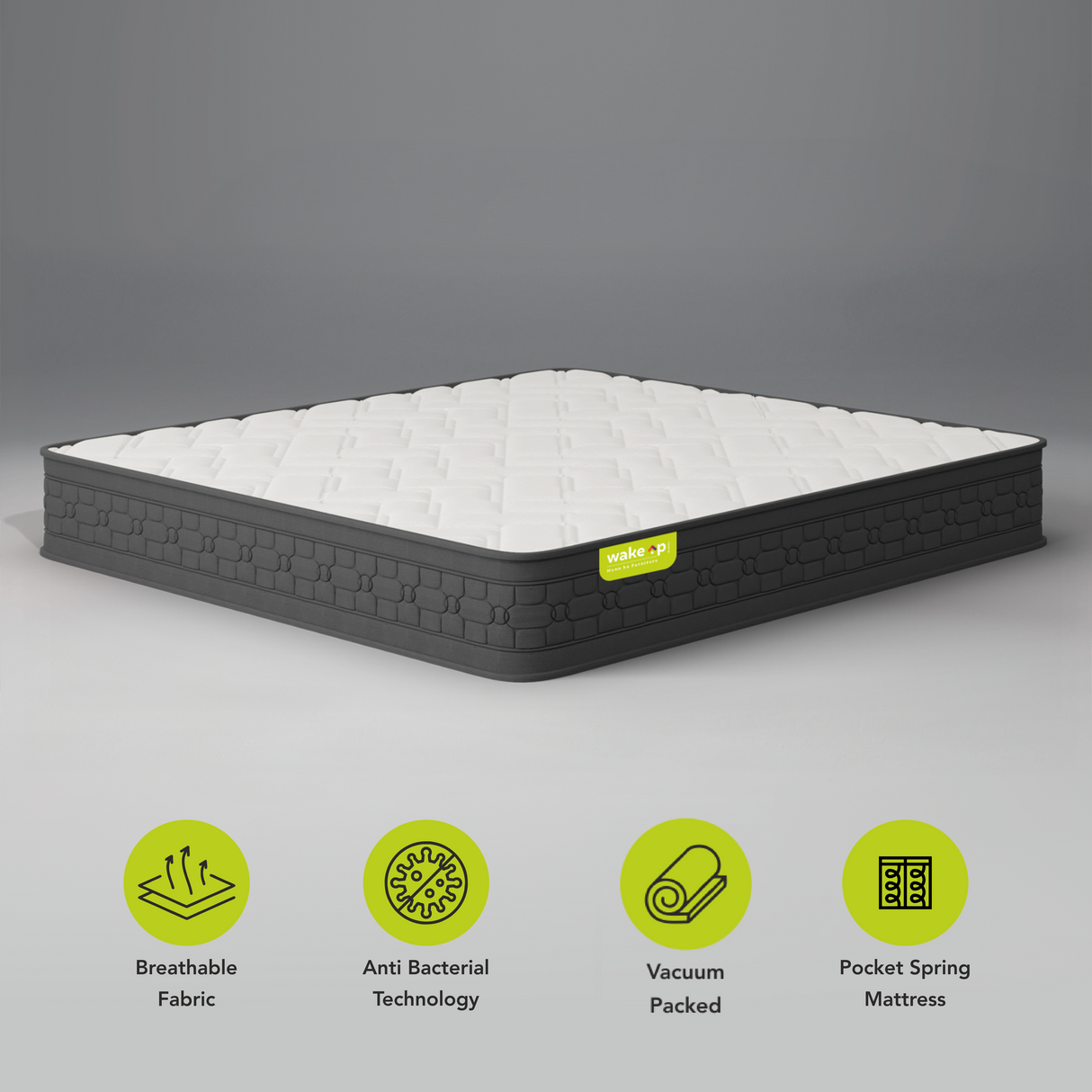 Wakeup India | Luxuriate Hybrid Mattress | Memory foam with Pocket Spring | 15 Years Warranty | Medium Firm