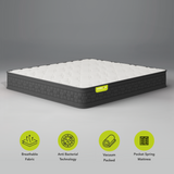 Wakeup India | Luxuriate Hybrid Mattress | Memory foam with Pocket Spring | 15 Years Warranty | Medium Firm
