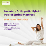 Wakeup India | Luxuriate Hybrid Mattress | Memory foam with Pocket Spring | 15 Years Warranty | Medium Firm