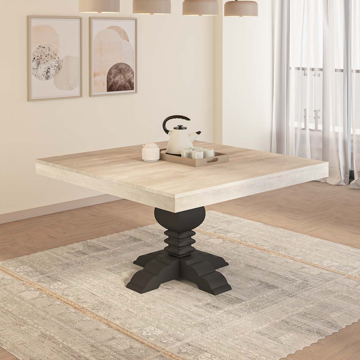 Bottura Mangowood Dining Table 6 Seater In White Wash