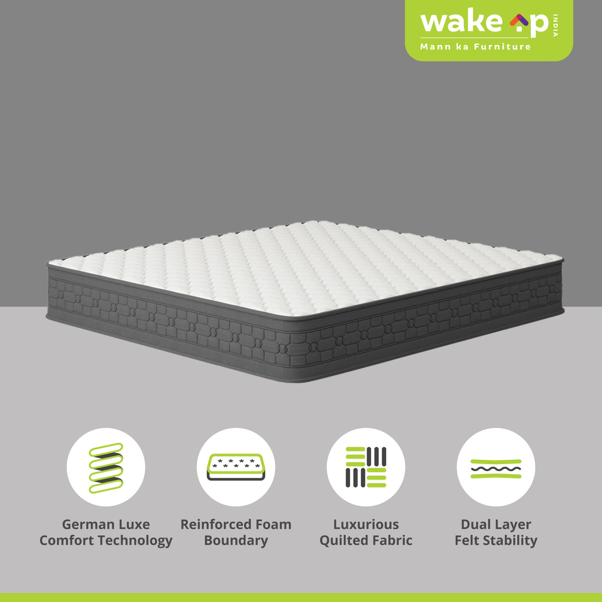 Wakeup India | Riserox Mattress | Luxe Comfort Pocket Spring | 10 Years Warranty | Medium Firm