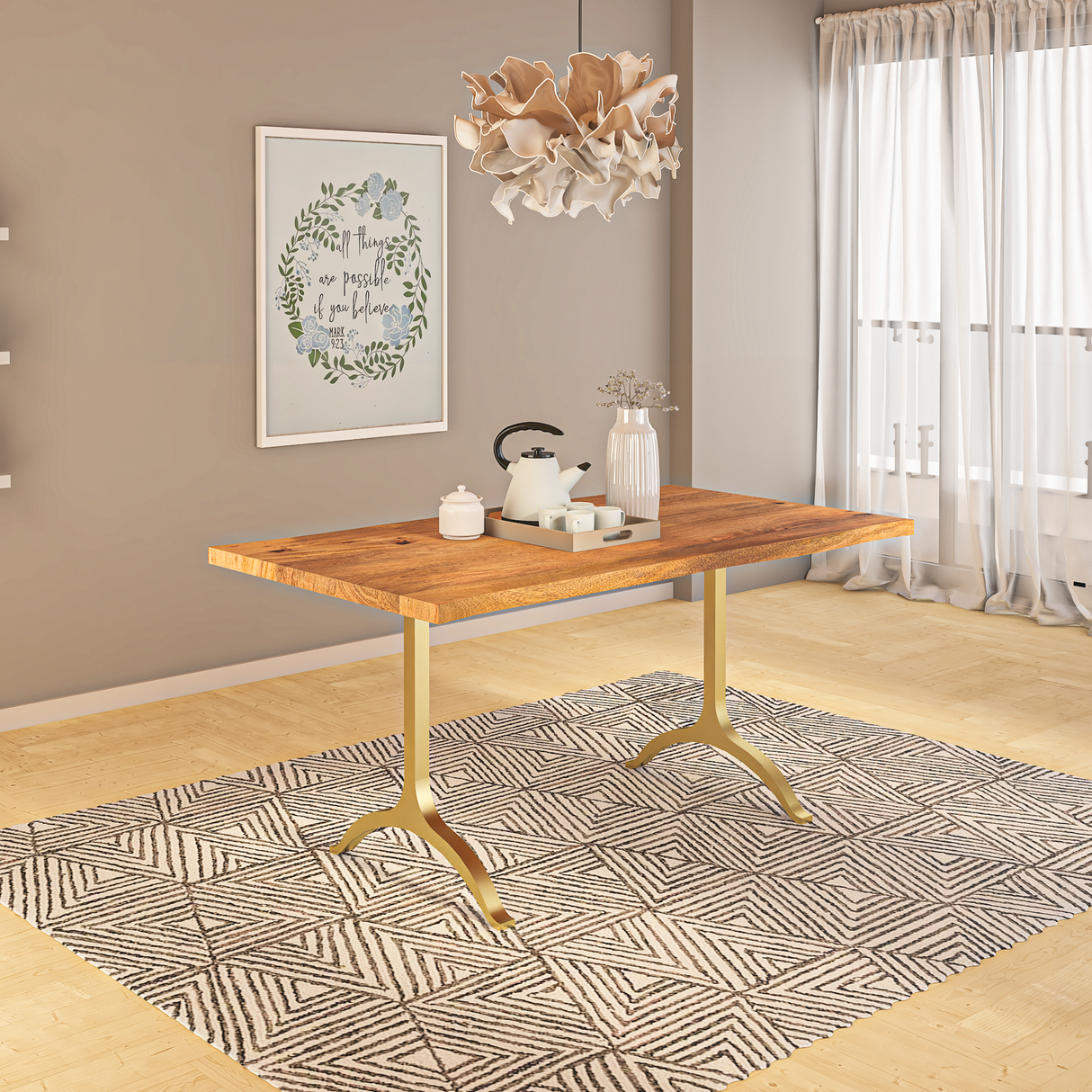 Crenn Mango Wood 8 Seater Dining Table In Natural Color