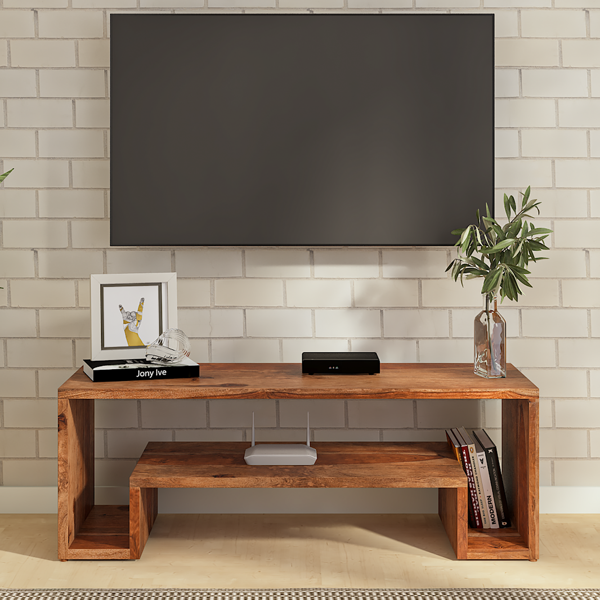 Oblita Sheesham Wood TV unit In Light Walnut