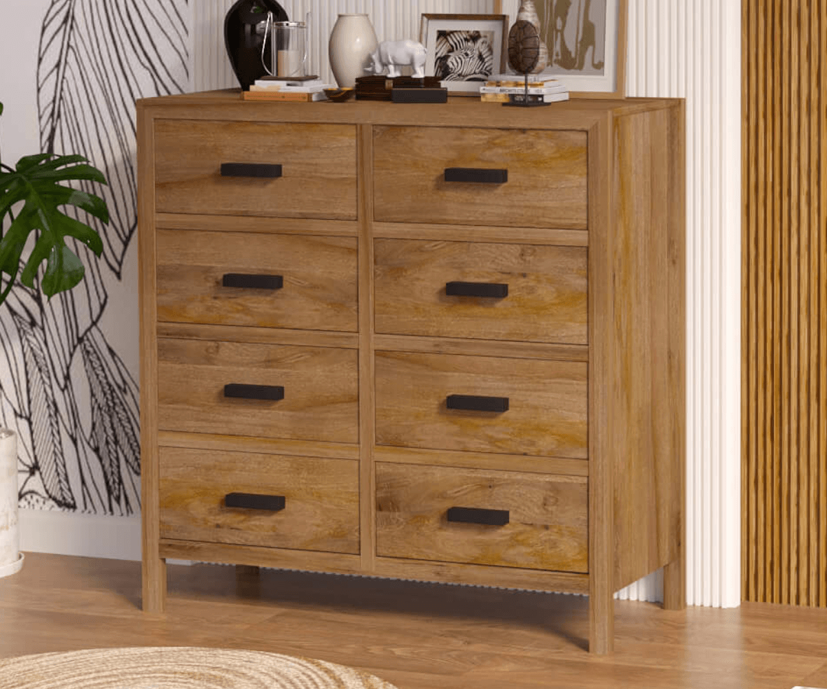 Orion Solid Wood 8 Drawer Chest | Wooden Chest of Drawer