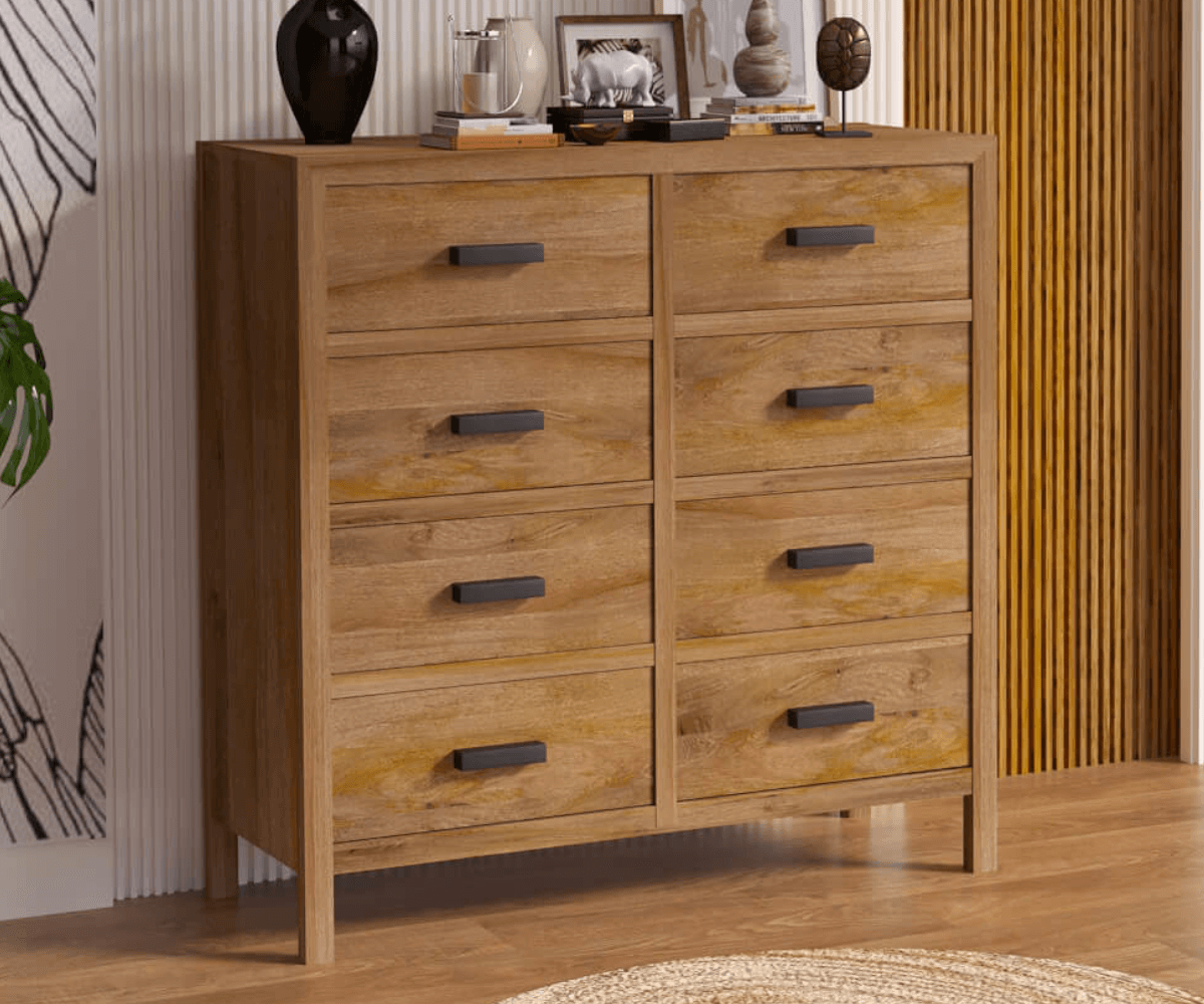 Orion Solid Wood 8 Drawer Chest | Wooden Chest of Drawer