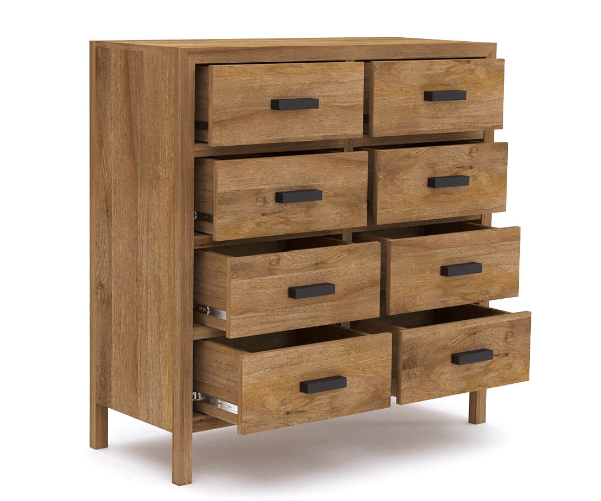 Orion Solid Wood 8 Drawer Chest | Wooden Chest of Drawer