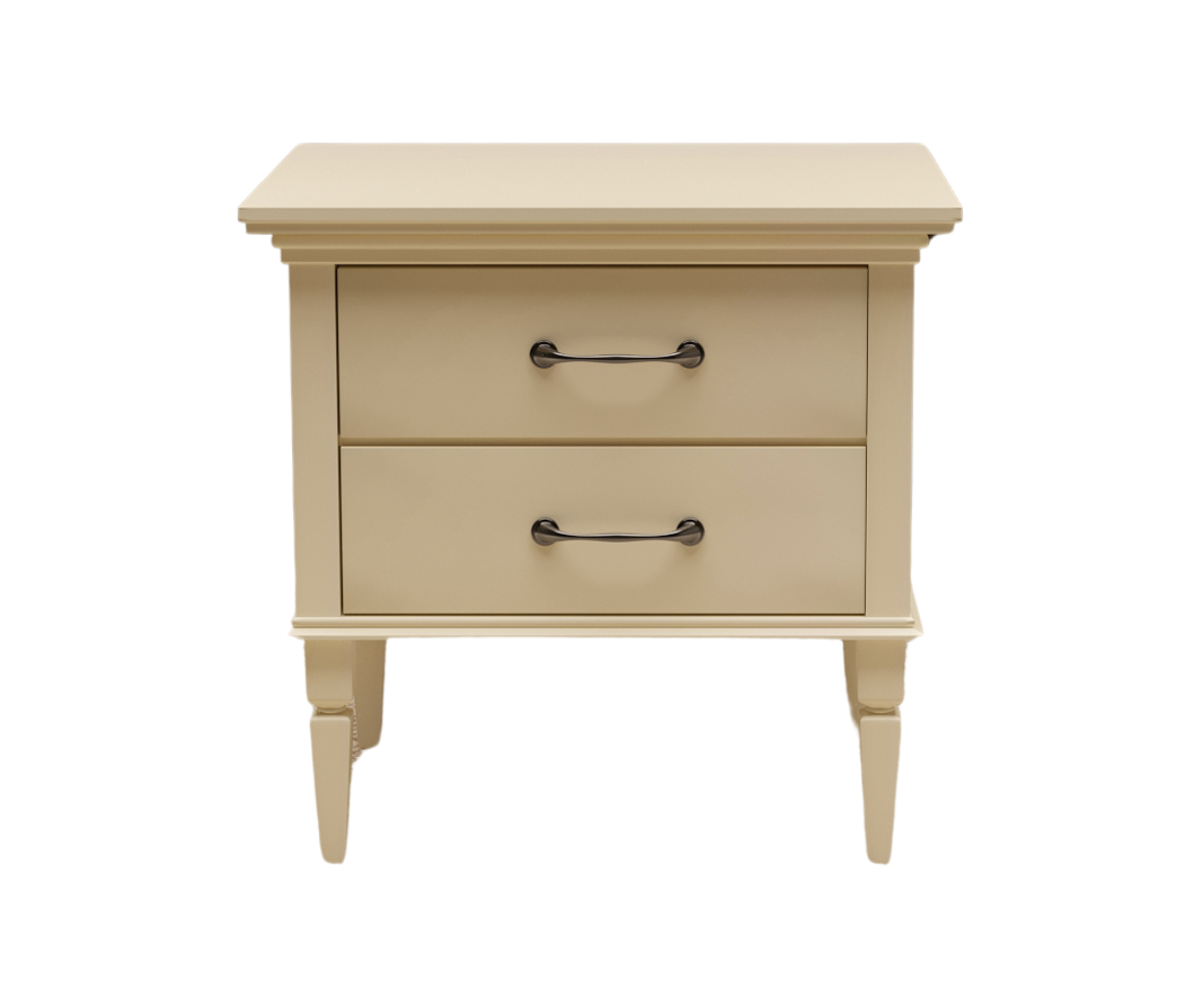 Glossy Ivory Wooden Bedside Table