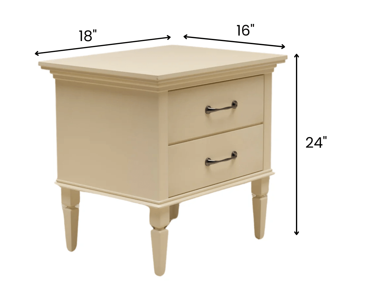 Glossy Ivory Wooden Bedside Table