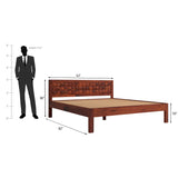 Pluto Sheesham Wood Non Storage Bed in Light Honey Finish