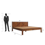 Alpha Sheesham Wood Non Storage Bed in Light Honey Finish