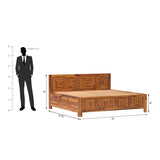 Nostalgic Sheesham Wood Bed in Light Honey Finish With Box Storage