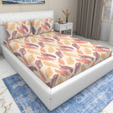 Wakeup INDIA StyleNest Leaf Print Premium Cotton King Size Bedsheet with two pillow cover