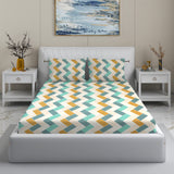 Wakeup INDIA StyleNest Geometric Premium Cotton King Size Bedsheet with two pillow cover