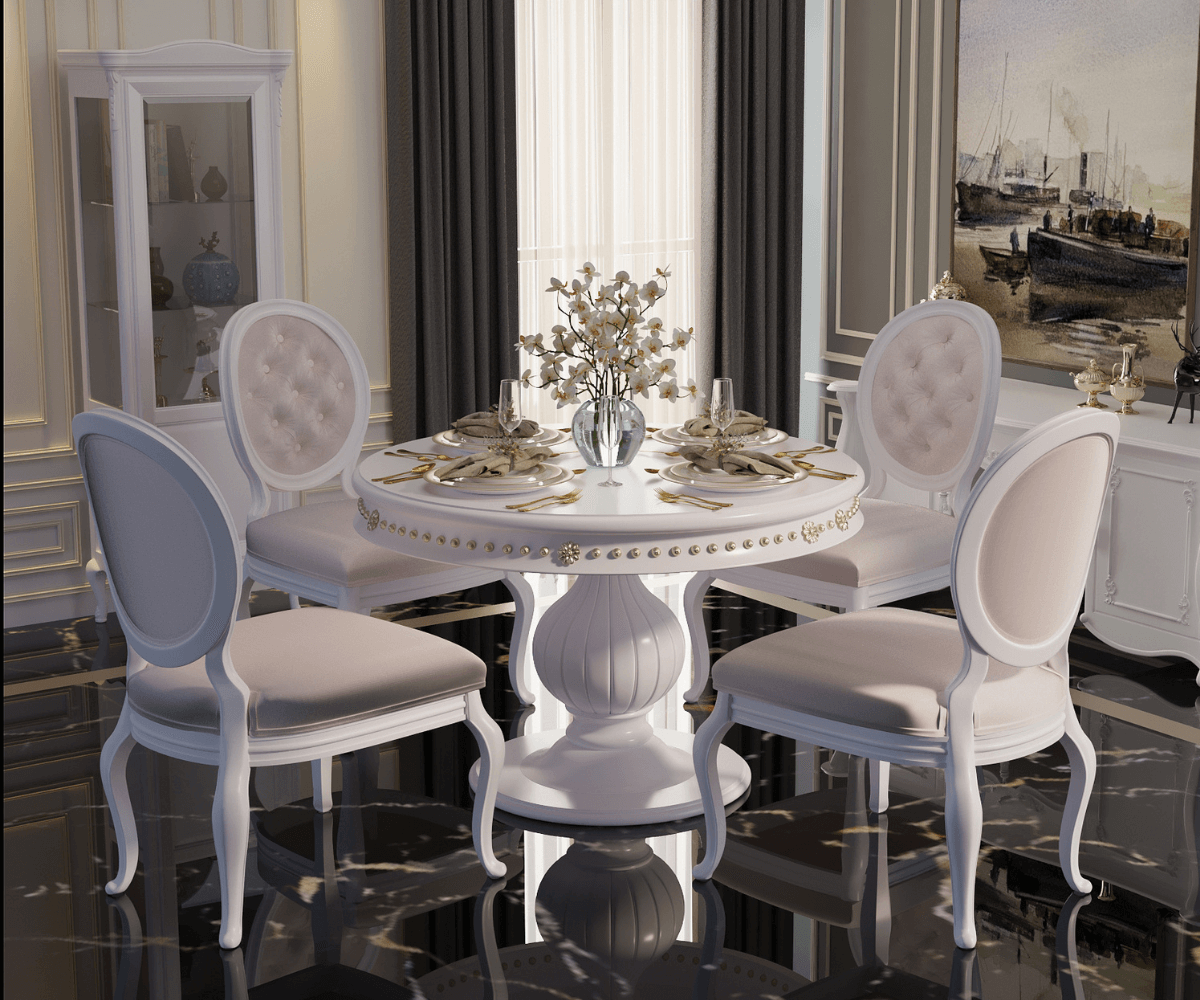 Ryvox Luxury Solid Wood Round Dining Table Set