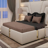 Sprucewood Upholstered Bed in beige Colour With Box Storage